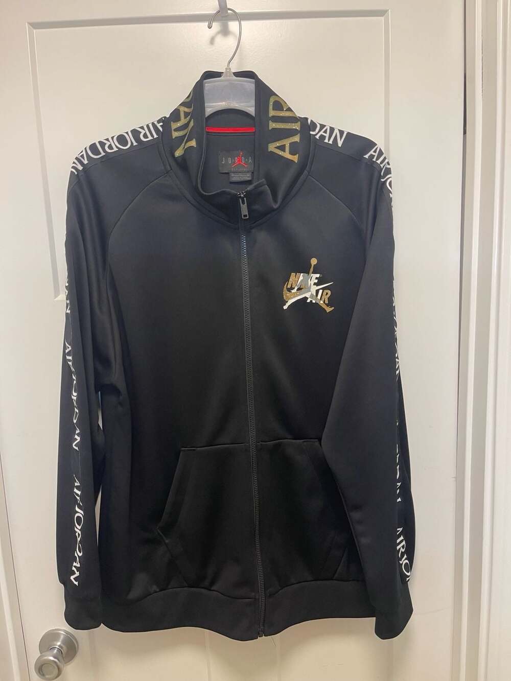 Men’s XL Jordan Jumpman Classics Tricot Warmup Track Jacket Black/Gold/Silver